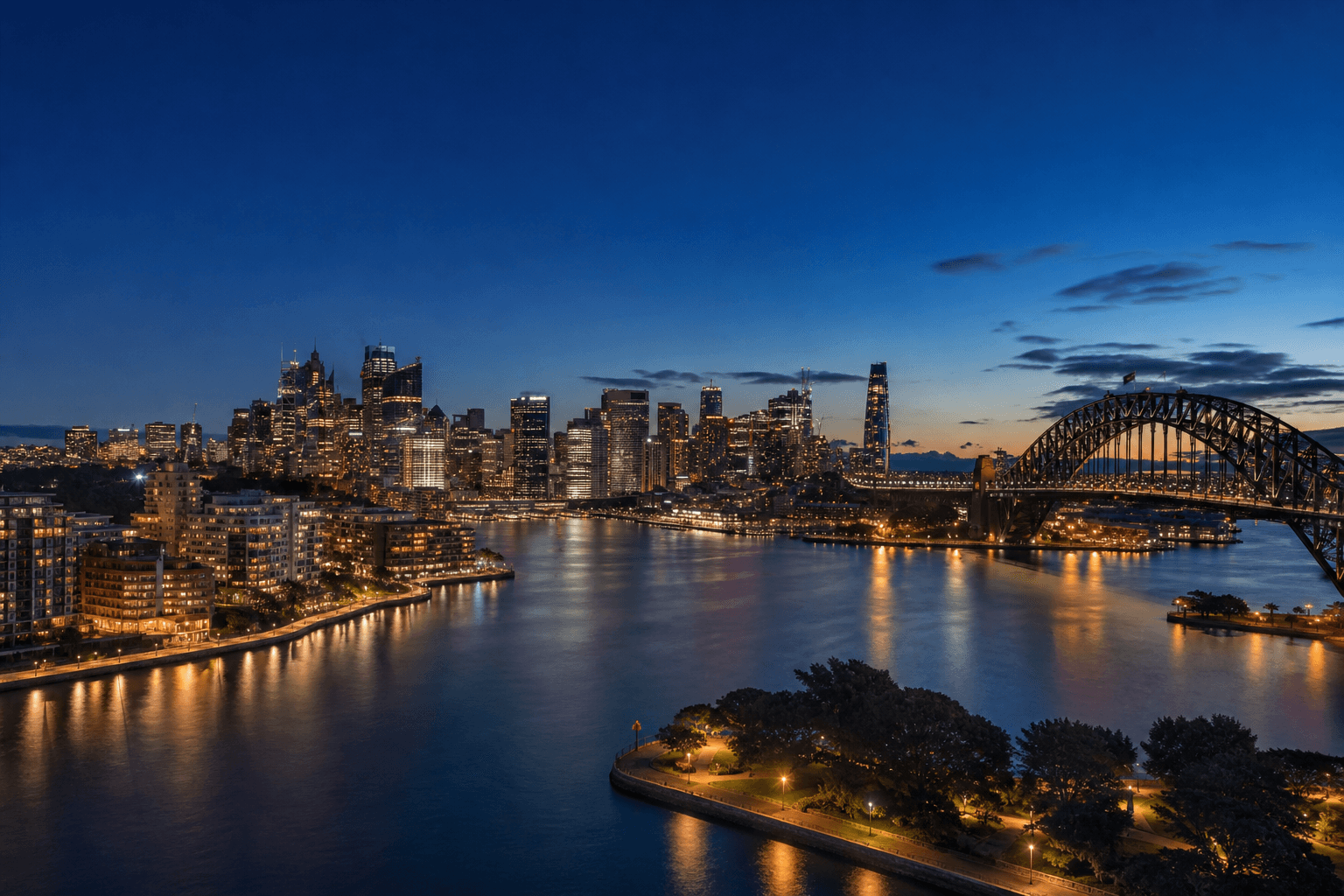 Sydney Harbour Bridge and CBD at dusk — Ideal Insurance Brokers, NSW Australia