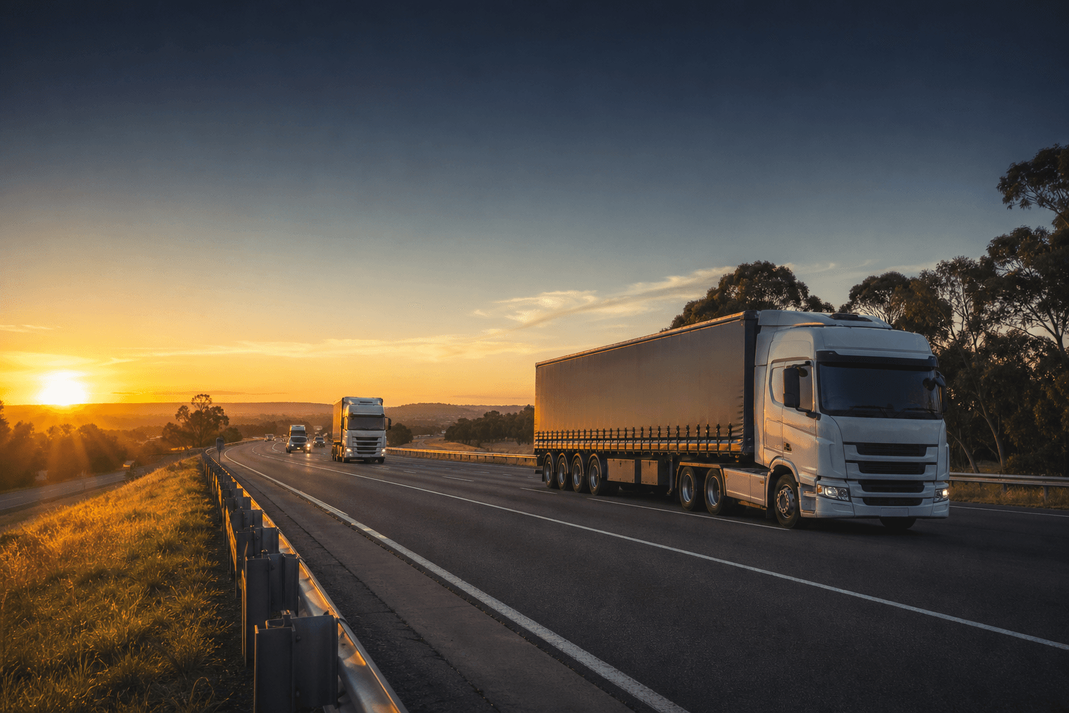 NSW commercial truck fleet on an Australian highway — logistics insurance
