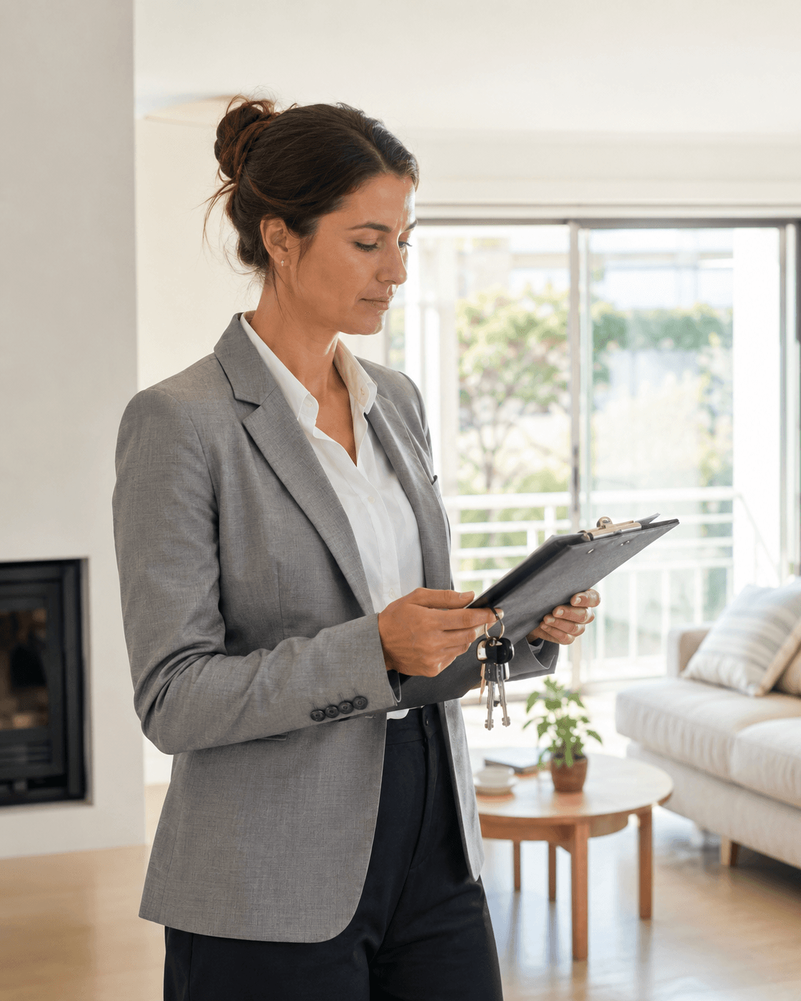 Property inspection inside an Australian rental living room — Ideal Insurance Brokers