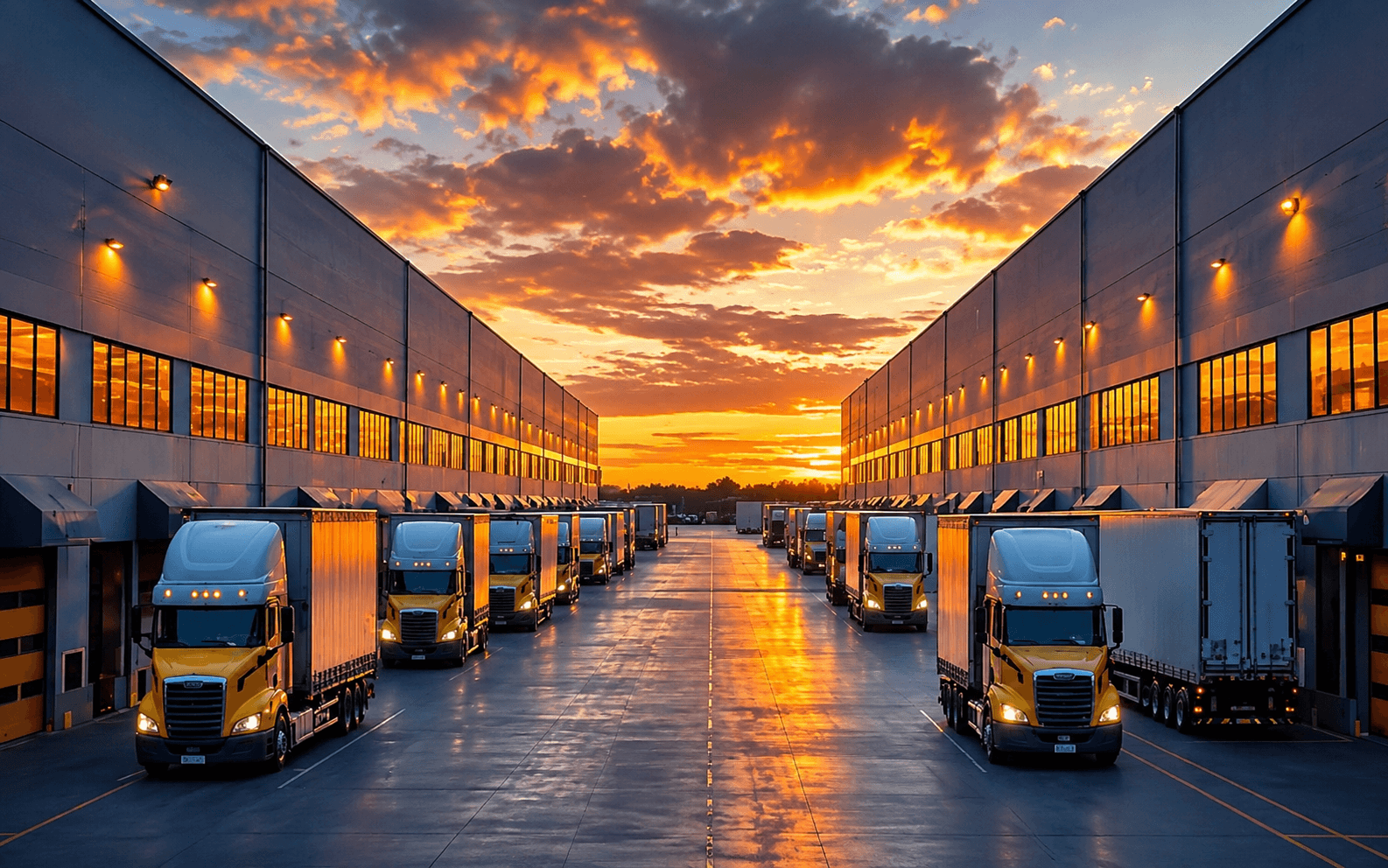 Trucks at warehouse loading docks — truck fleet insurance