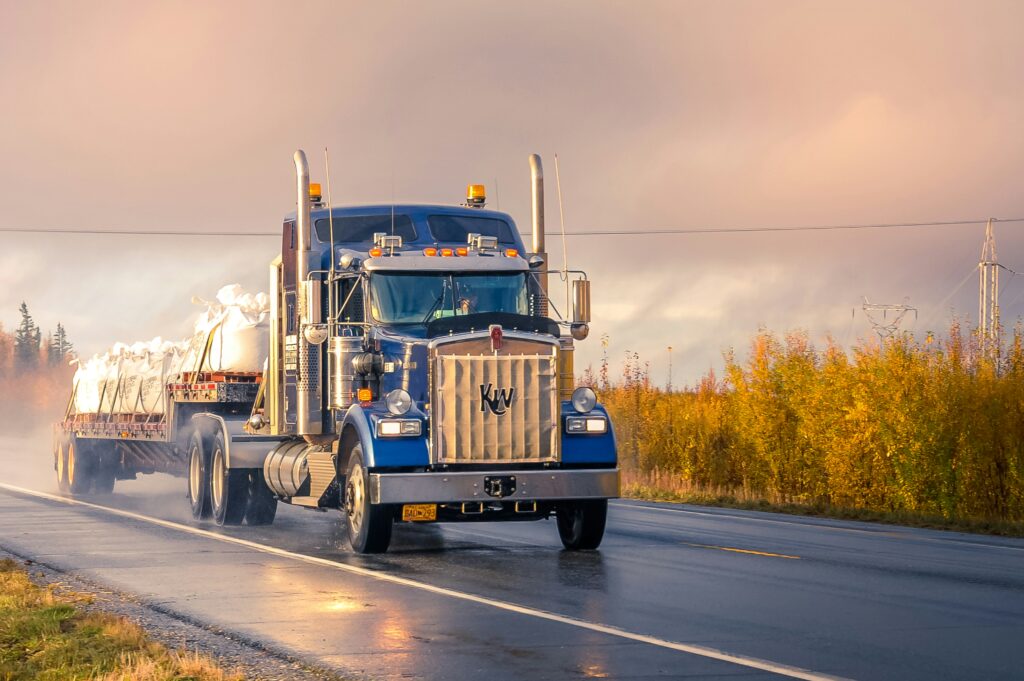 Rigid truck on highway